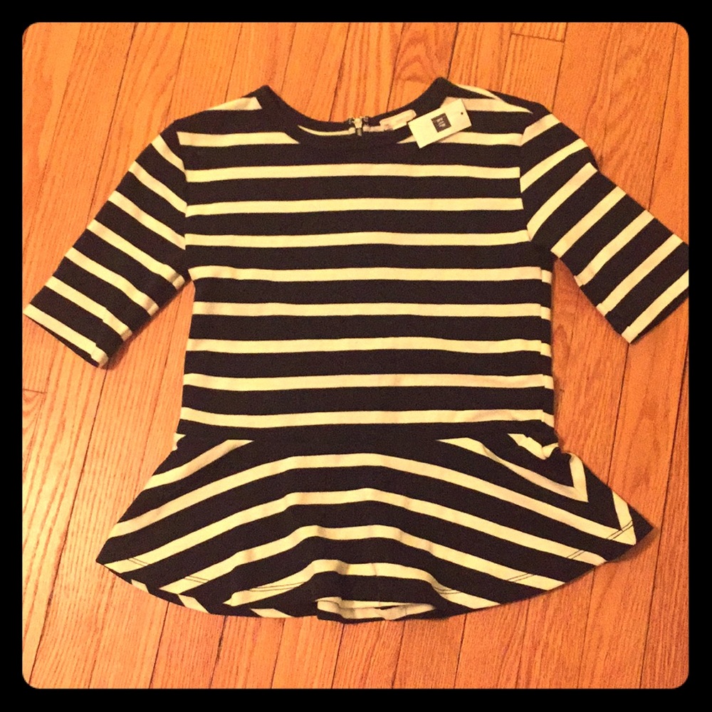 Peplum top, navy and white!